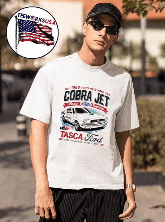 1968 Ford Mustang drag racing Tasca Ford shirt