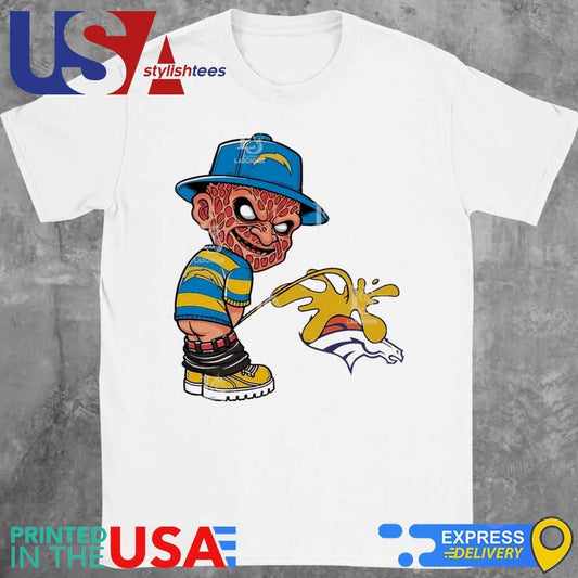 Freddy Krueger Los Angeles Chargers Piss On Denver Broncos Halloween 2024 NFL Shirt