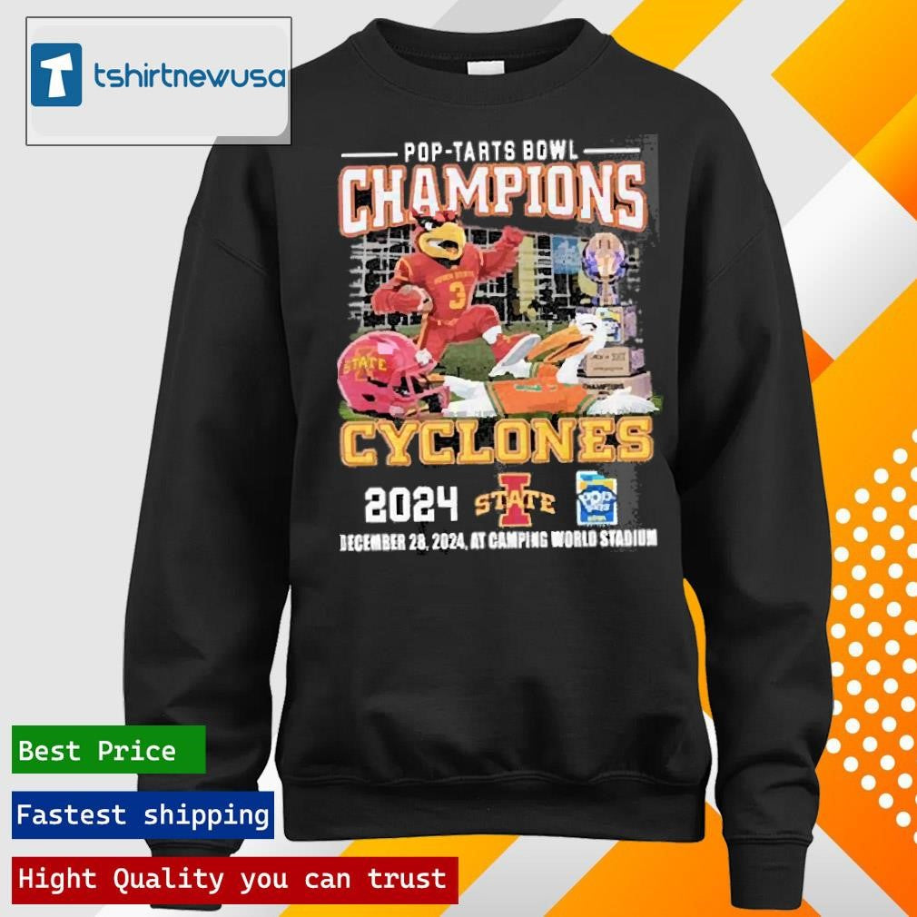 Funny Iowa State Cyclones Miami Hurricanes Pop Tarts Bowl Champions 2024 Mascot T-Shirt