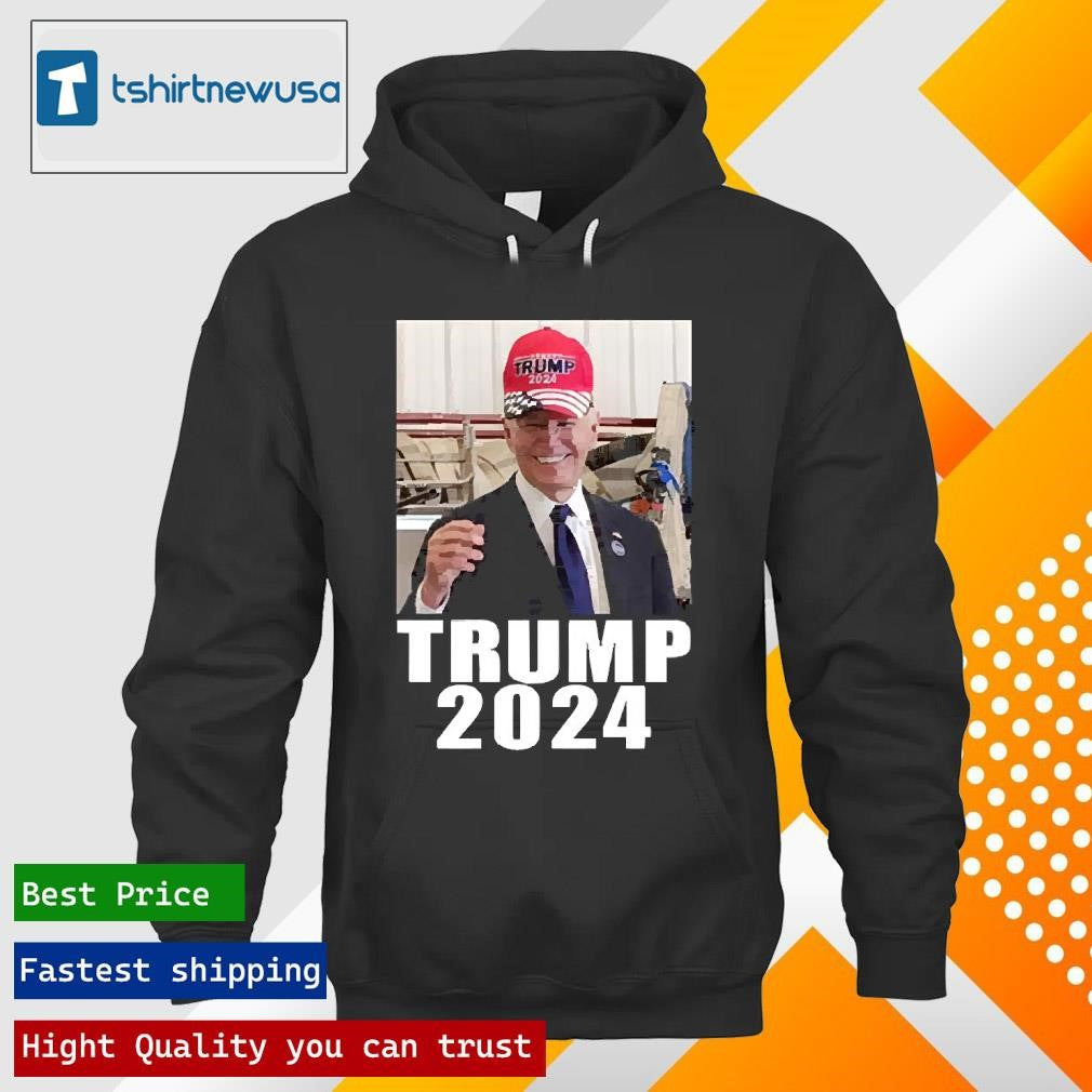 Funny Joe Biden Wearing Trump 2024 Hat T Shirt