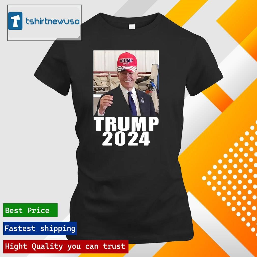 Funny Joe Biden Wearing Trump 2024 Hat T Shirt