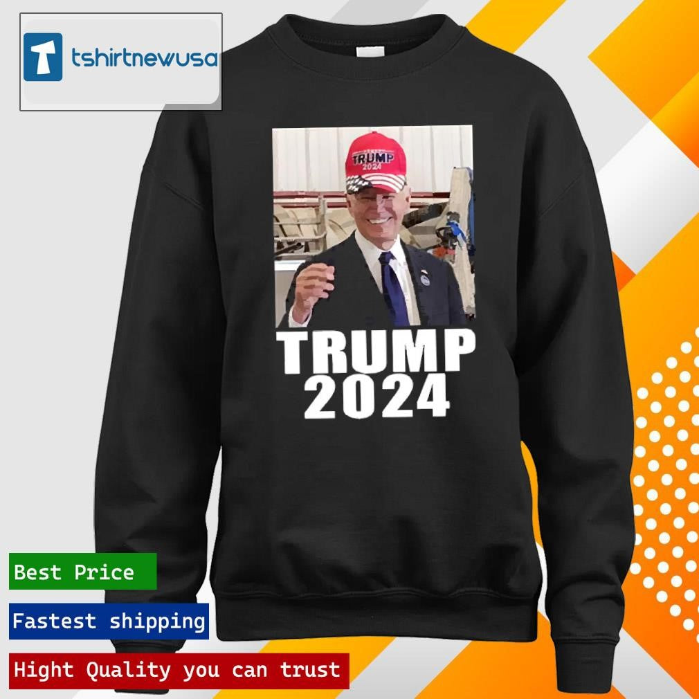 Funny Joe Biden Wearing Trump 2024 Hat T Shirt