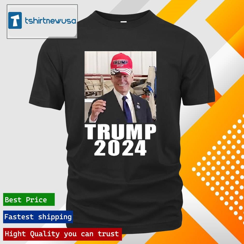 Funny Joe Biden Wearing Trump 2024 Hat T Shirt