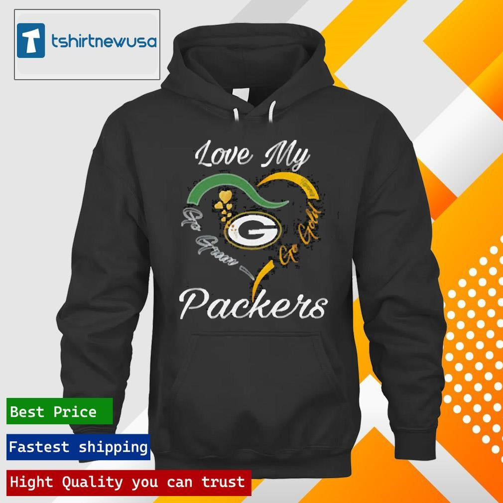 Funny Love My Green Bay Packers Go Green Go Gold 2025 T-shirt