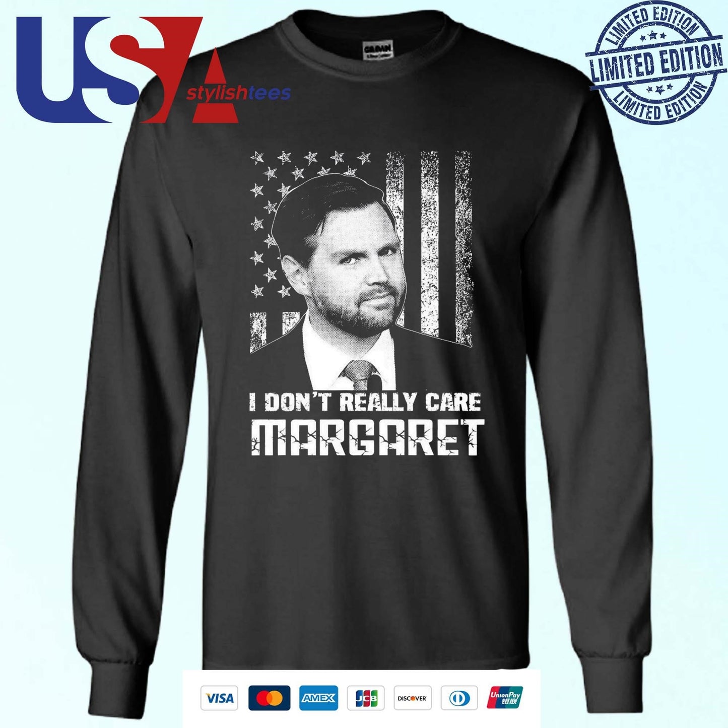 I Don't Really Care Margaret Funny Minimalist JD Vance USA Flag Shirt