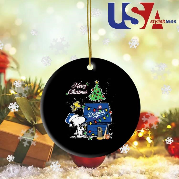 Los Angeles Dodgers Merry Christmas With Snoopy Baby Champions 2024 Ornament