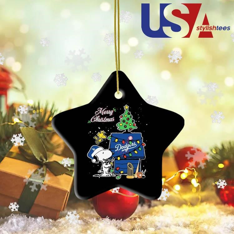 Los Angeles Dodgers Merry Christmas With Snoopy Baby Champions 2024 Ornament