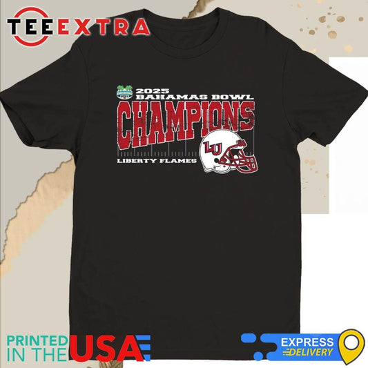 Official Liberty Flames 2025 Bahamas Bowl Champions College Football Bowl Game Locker Room Vintage Style With Helmet Unisex Shirt