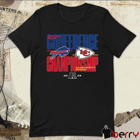 Official Buffalo Bills vs. Kansas City Chiefs NFL 2024 AFC Championship Game Matchup t-shirt