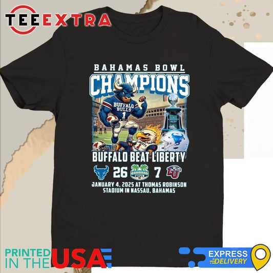 Official Buffalo Bulls Bahamas Bowl Champions Beat Liberty 2025 Mascot Shirt