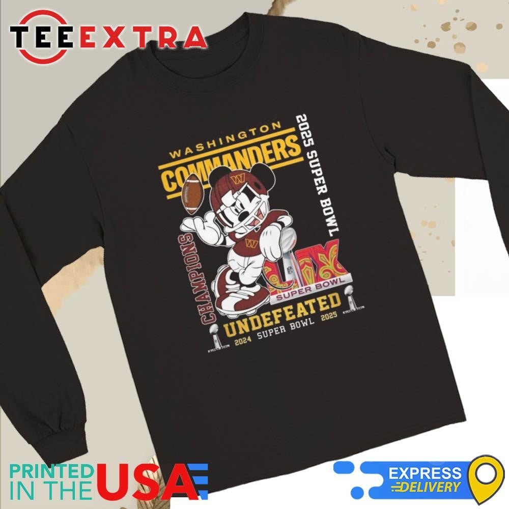 Official Mickey Mouse Washington Commanders NFL Undefeated 2024-2025 Super Bowl Champions Shirt