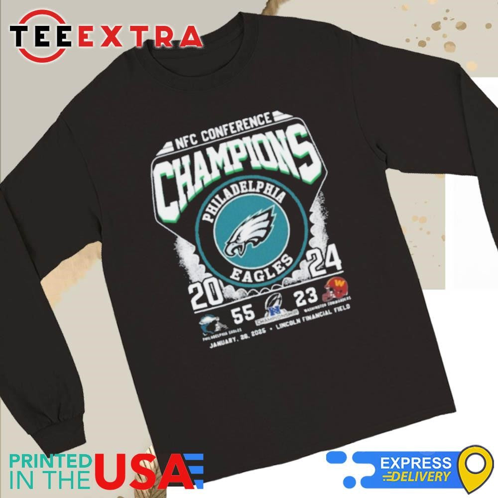 Official Philadelphia Eagles 2024 NFC Conference Champions 55 23 Score Shirt