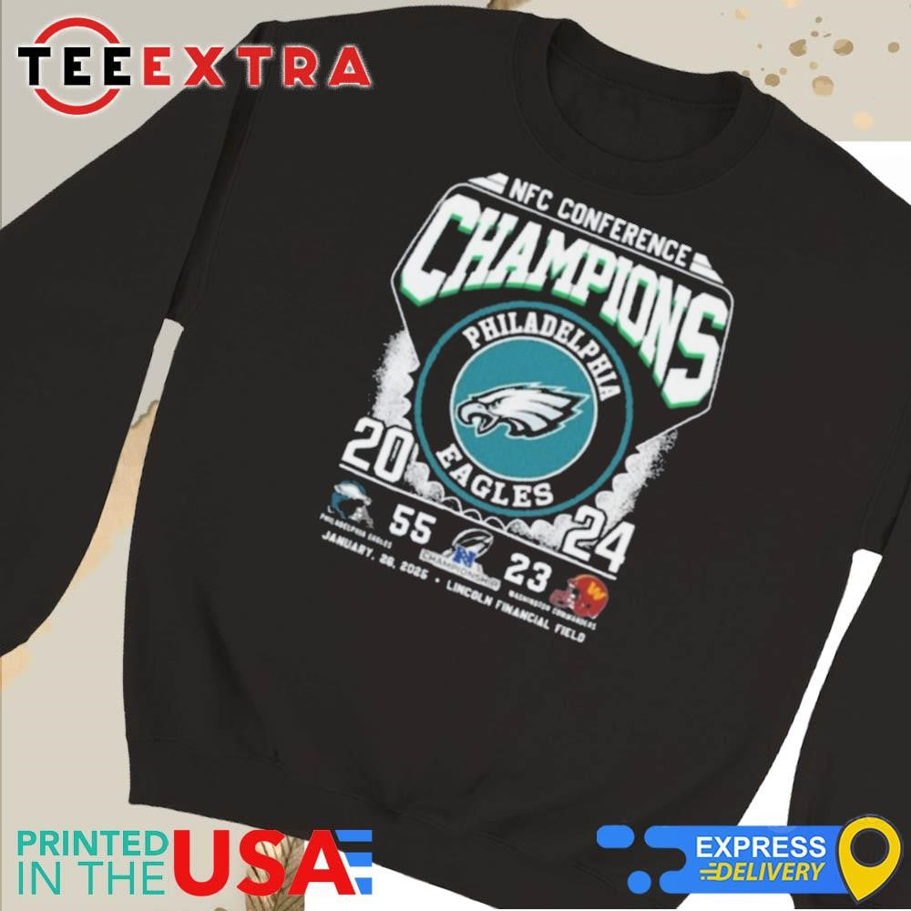 Official Philadelphia Eagles 2024 NFC Conference Champions 55 23 Score Shirt