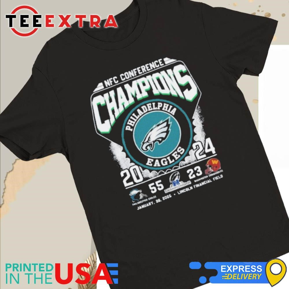 Official Philadelphia Eagles 2024 NFC Conference Champions 55 23 Score Shirt