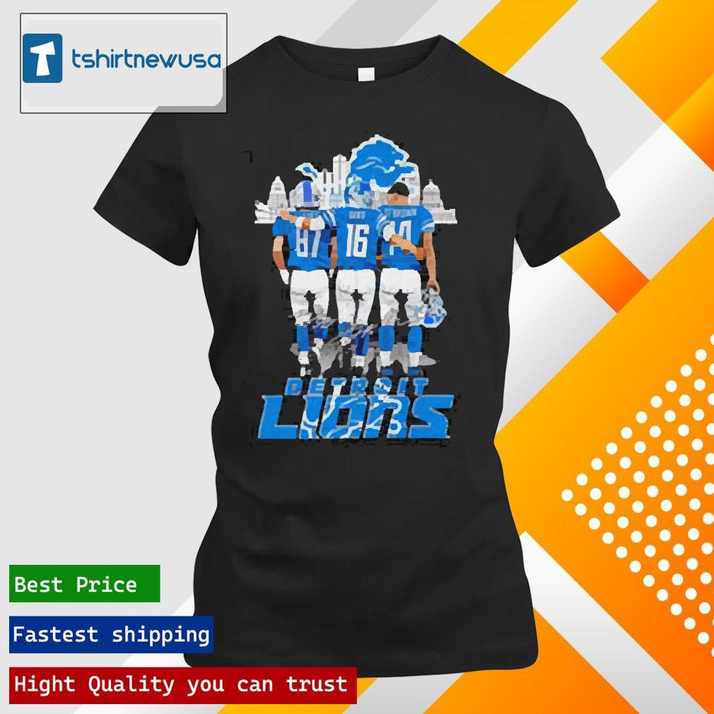 Original Skyline Detroit Lions Sam LaPorta Jared Goff and Amon Ra St. Brown Signatures 2025 T shirt