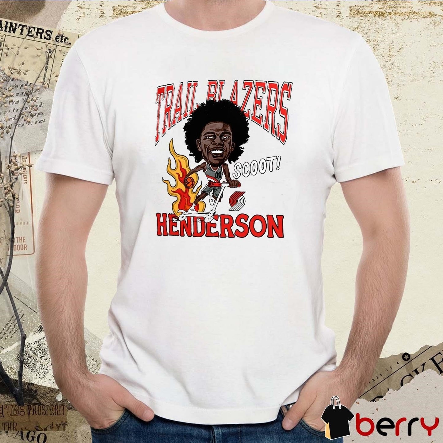 Scoot Henderson Portland Trail Blazers Caricature fan art t-shirt