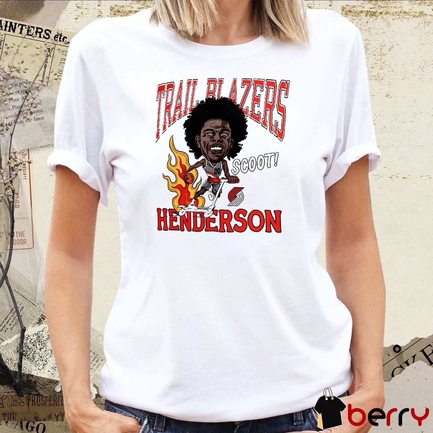 Scoot Henderson Portland Trail Blazers Caricature fan art t-shirt