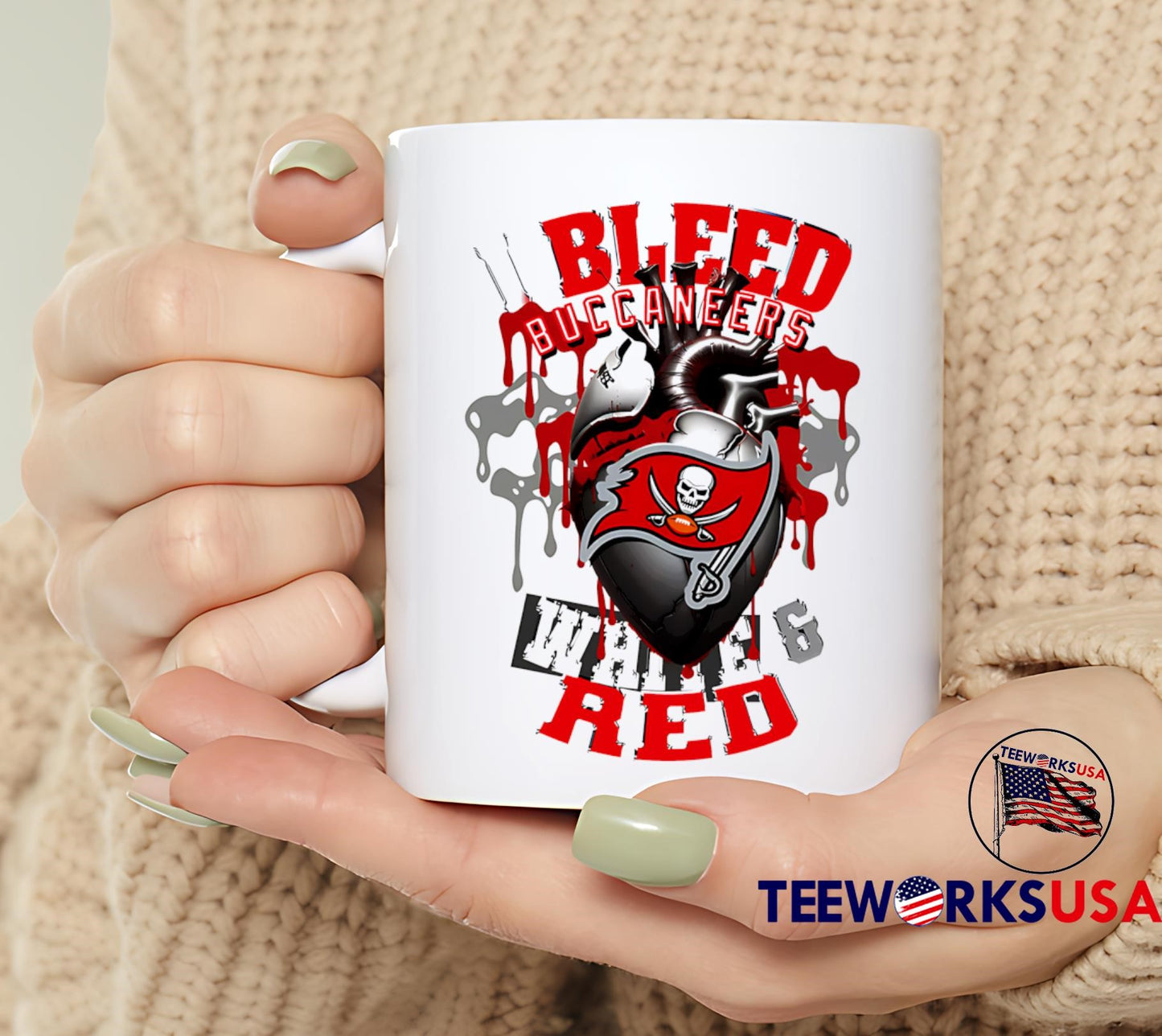 Tampa Bay Buccaneers Heart I Bleed White &amp; Red shirt