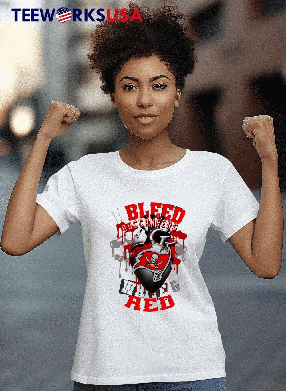 Tampa Bay Buccaneers Heart I Bleed White &amp; Red shirt