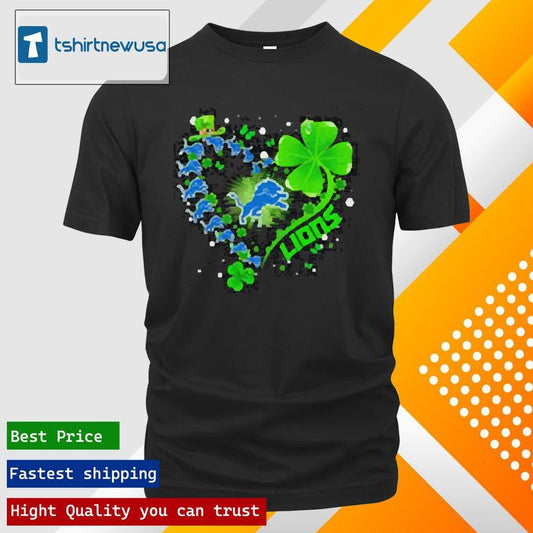 Top Detroit Lions Heart Lucky St. Patrick’s Day 2025 T shirt