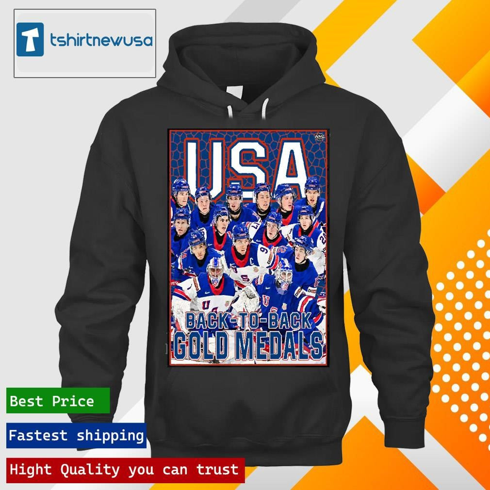 Top The USA Hockey Is Golden Medals Back To Back NHL Poster 2025 T-Shirt