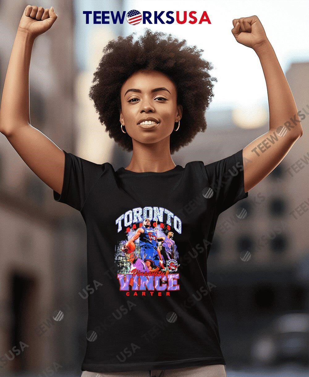 Toronto Raptors Vince Carter Mitchell &amp; Ness Black Hardwood Classics Bling Concert Player  shirt