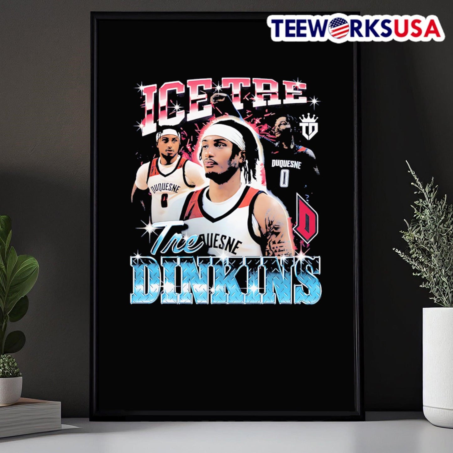 Tre Dinkins III Duquesne basketball 90s shirt