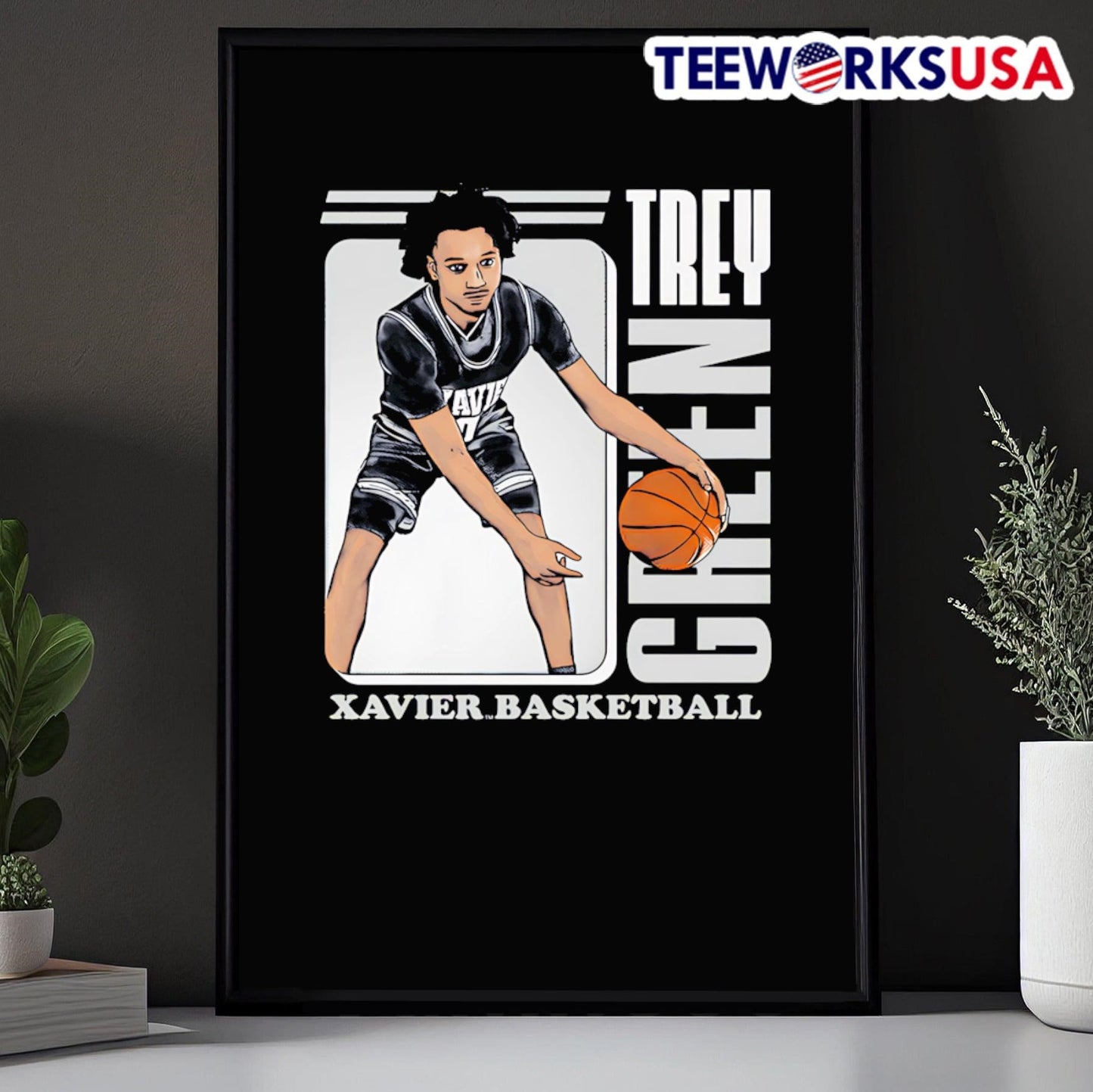 Trey Green Xavier basketball cartoon shirt