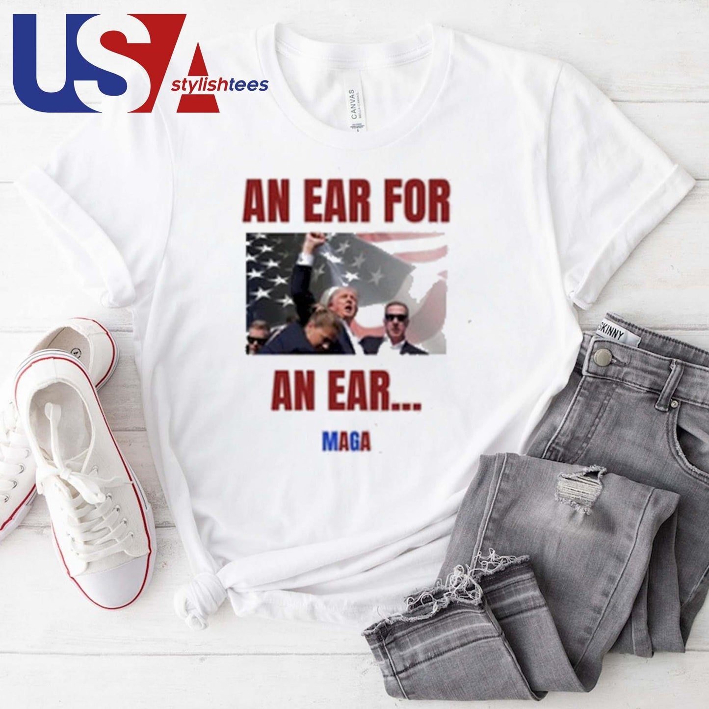 Trump Fight An Ear For An Ear Maga Shirt