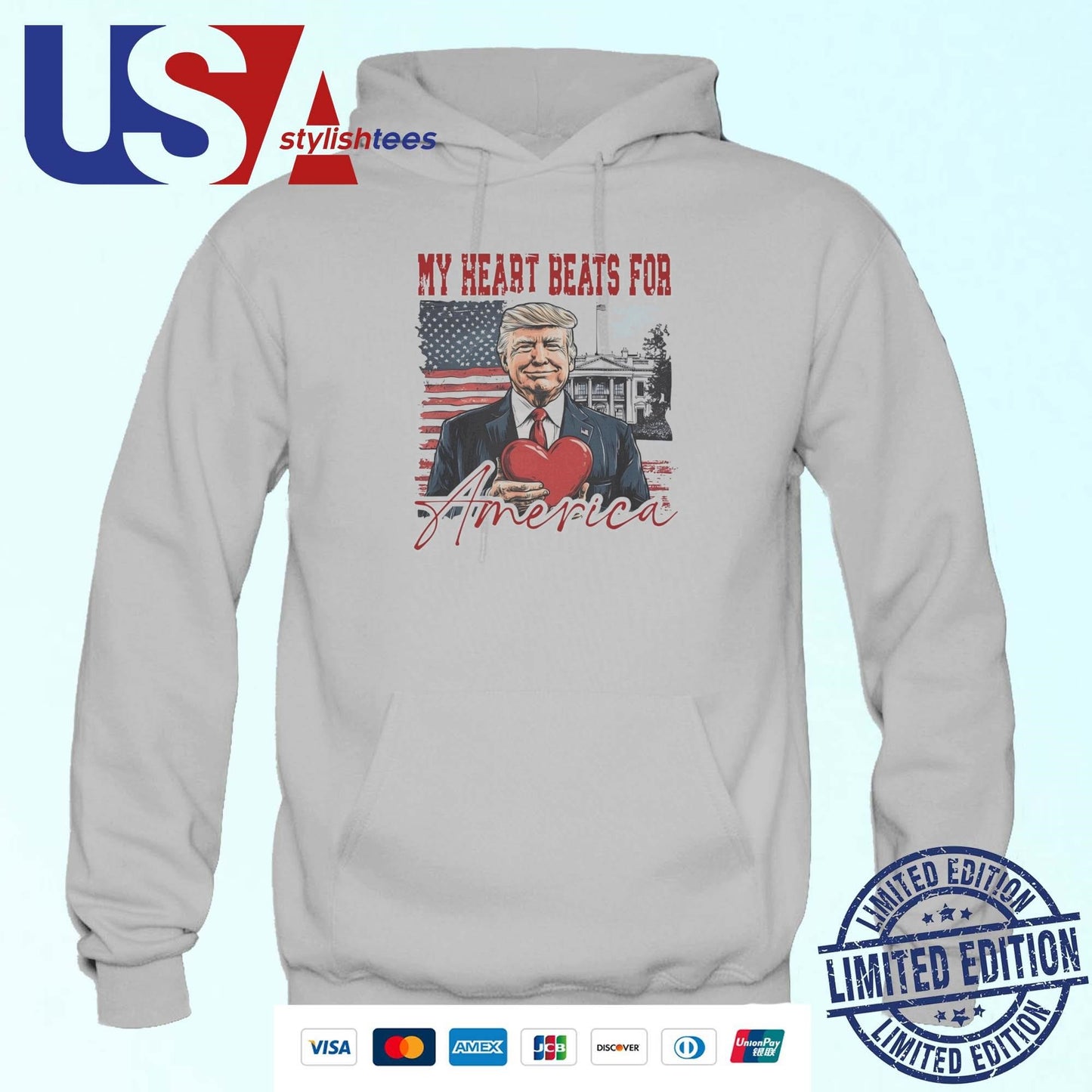 Trump Valentine My Heart Beats for America 2025 T-shirt