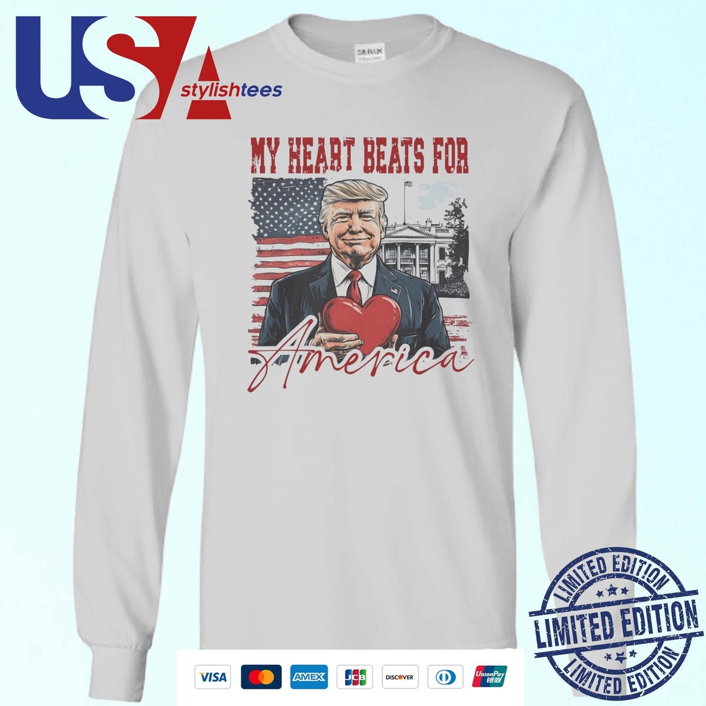 Trump Valentine My Heart Beats for America 2025 T-shirt