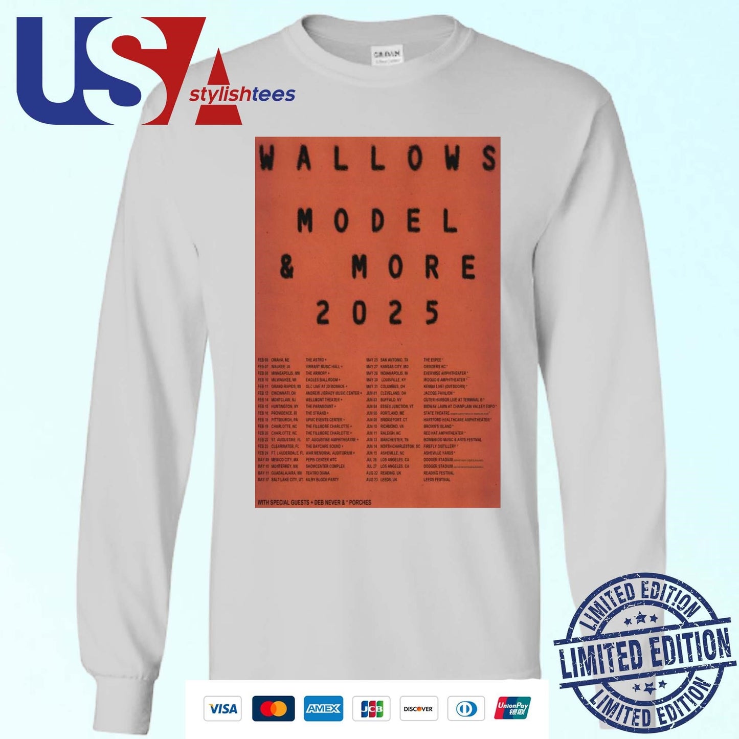 Wallows 2025 Model &amp; More Tour T-shirt