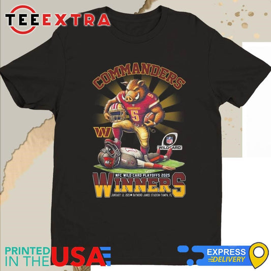 Washington Commanders NFC Wild Card Playoff 2025 Winners Jan 12 2025 Mascot Shirt