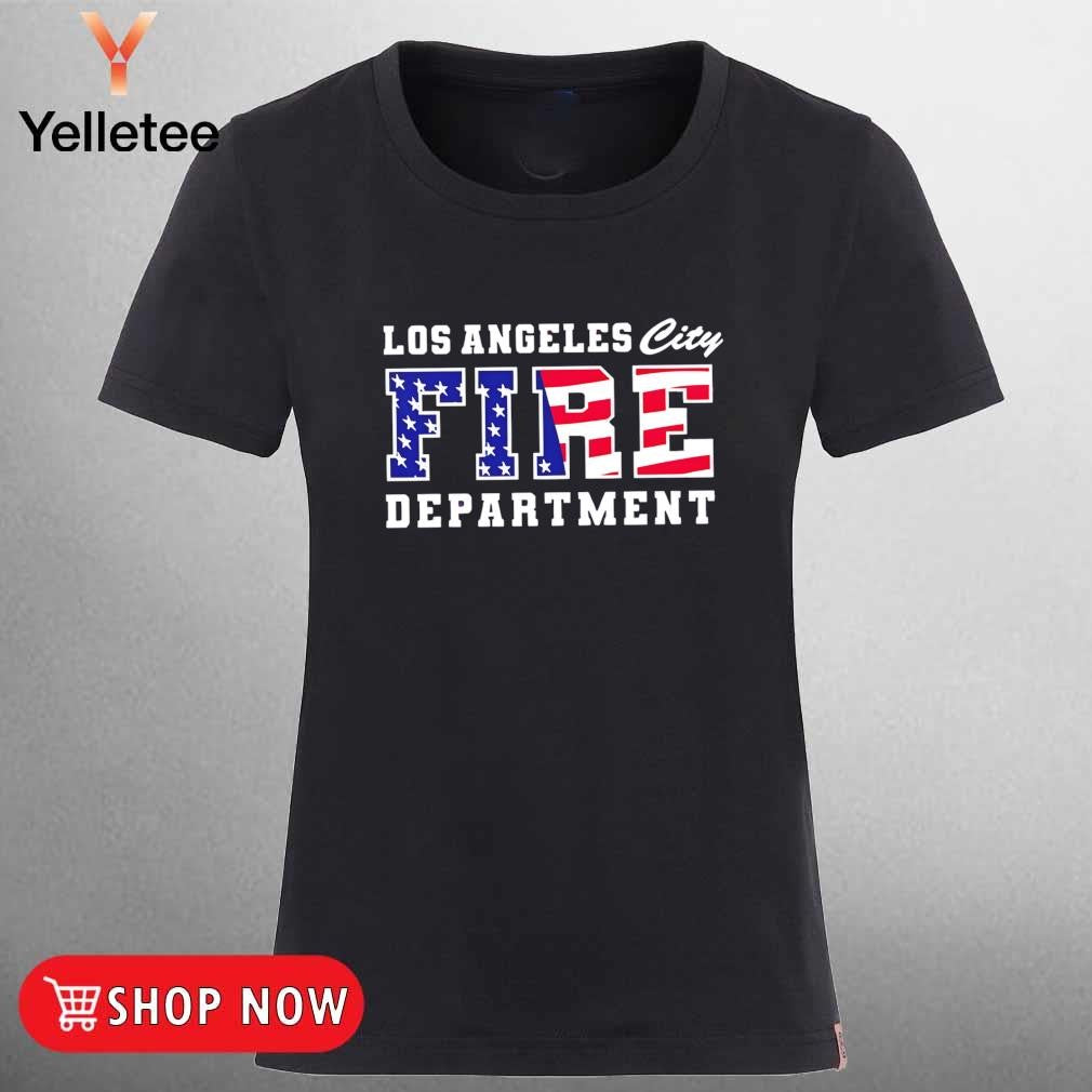 Wildfires Los Angeles city fire department patriotic US flag shirt