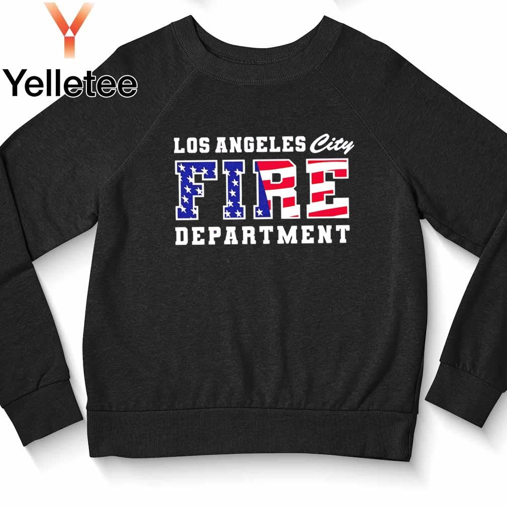 Wildfires Los Angeles city fire department patriotic US flag shirt