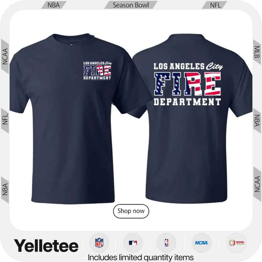 Wildfires Los Angeles city fire department patriotic two-sided tee