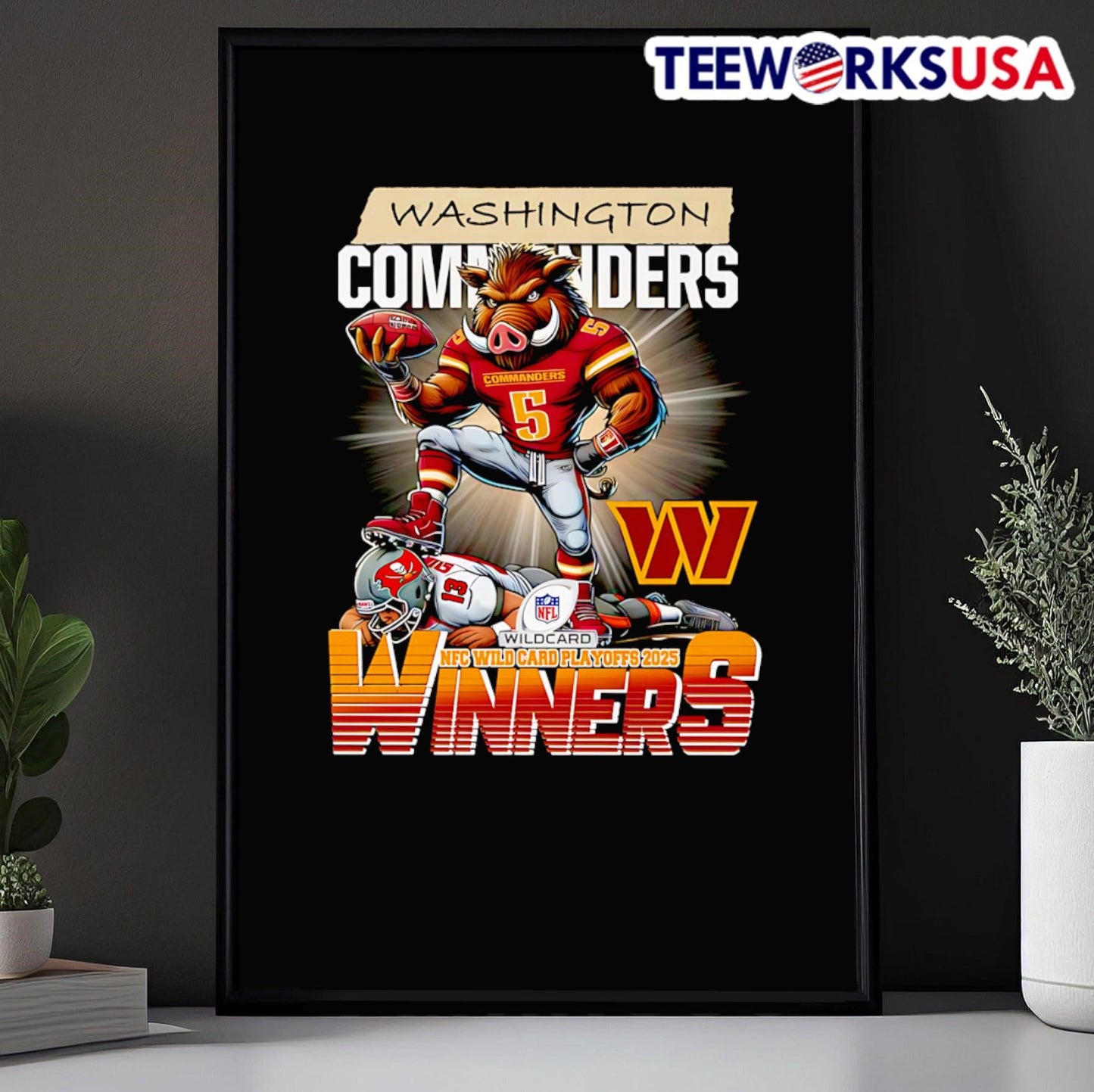 Washington Commanders NFC Wild Card Playoffs 2025 winners mascot graphic shirt