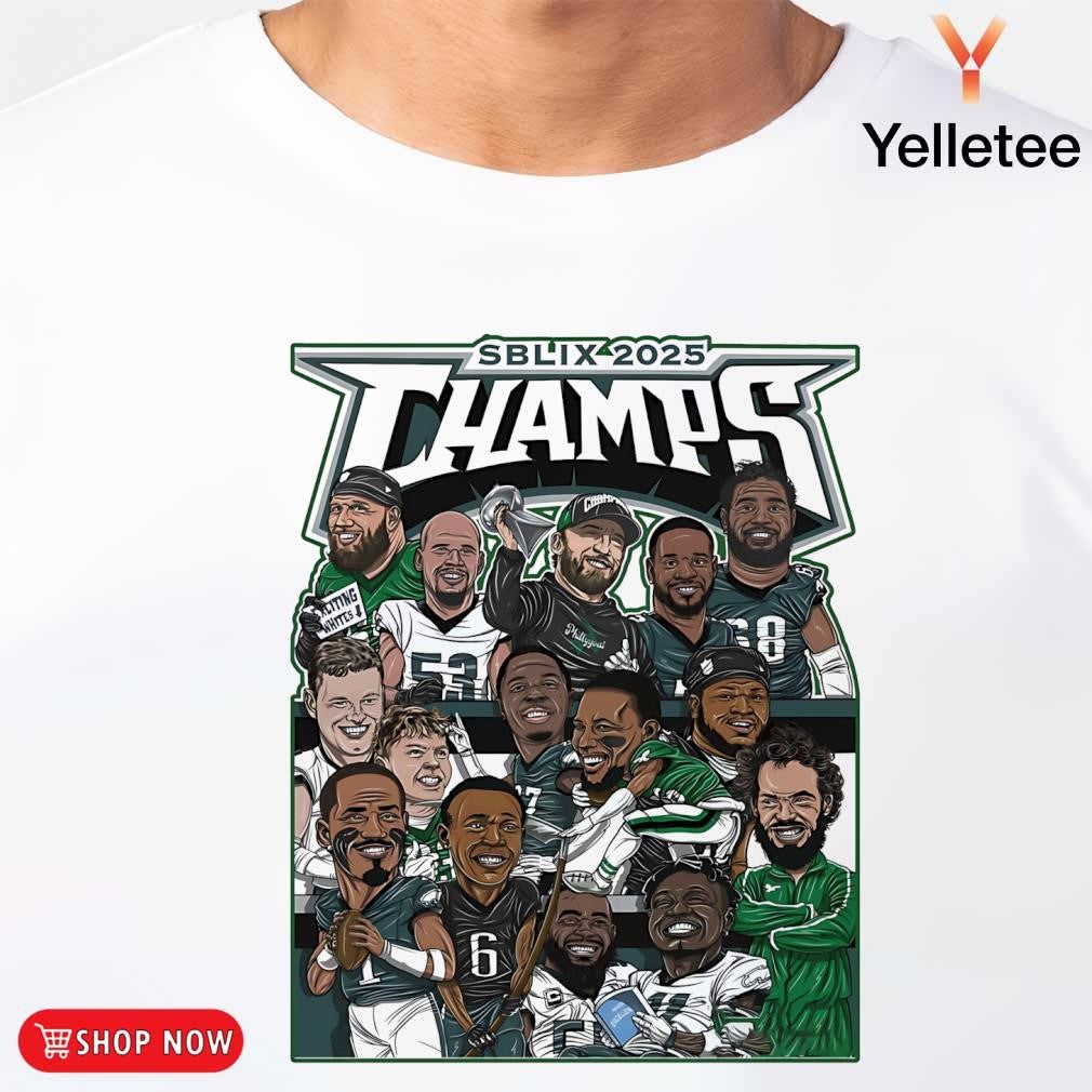 SBLIX 2025 Champs Philadelphia Eagles caricature shirt