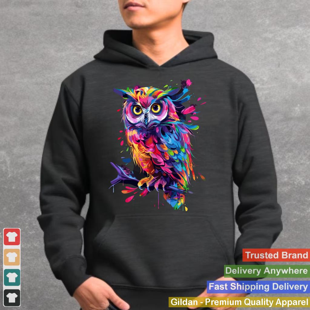 Owl Perched On A Tree Branch Colorful Pattern Owl Lover