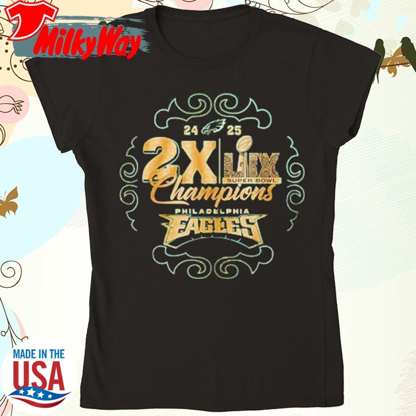 Official Eagles 2024 2025 2X LIX Super Bowl Champions Shirt