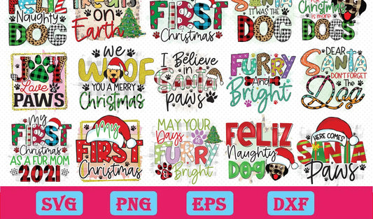 30 Designs Christmas Dog Sublimation Bundle Png, Christmas Png