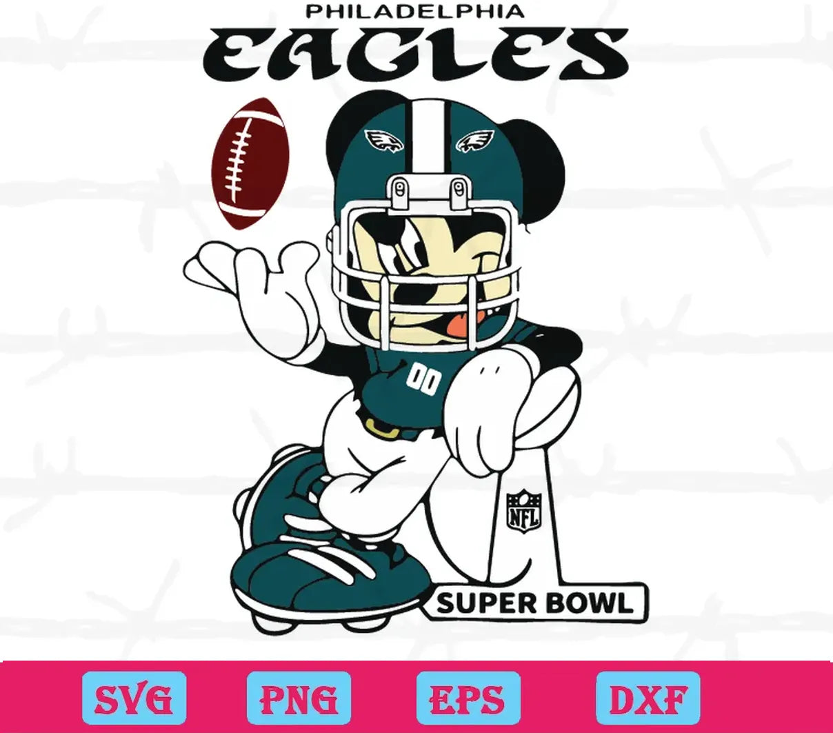 Mickey Mouse Philadelphia Eagles Nfl, Svg Png Dxf Eps Cricut Silhouette