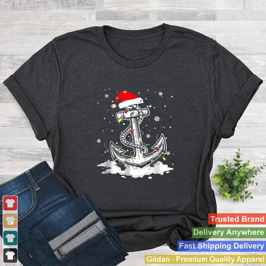 Anchor Boating Sailing Christmas Santa Hat Lights shirt