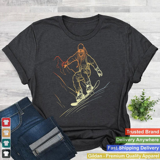 Vintage Snowboarder Sketch Snowboarding Slopestyle