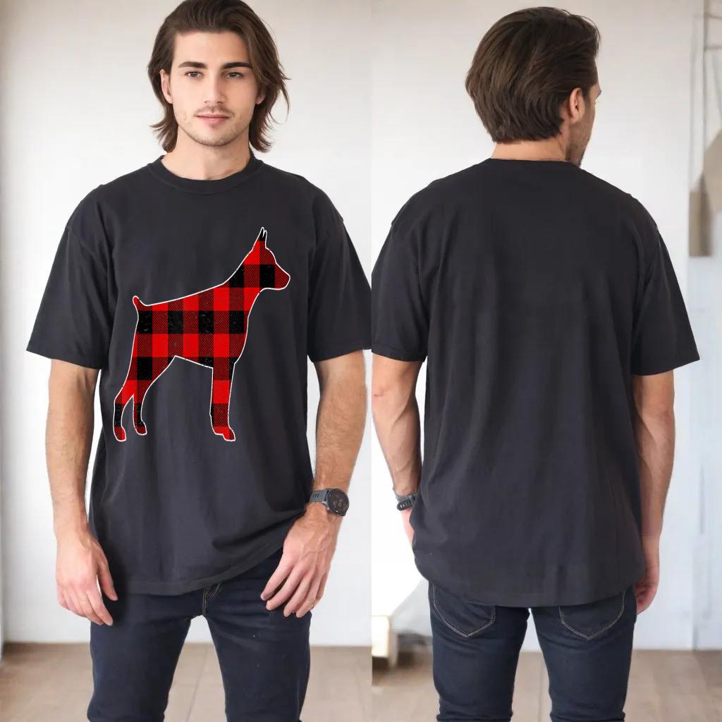 Check Brand For 50, Christmas Buffalo Plaid Doberman Pajama