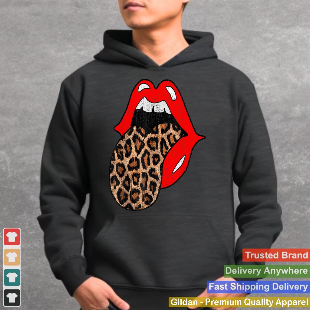 Red Lips Leopard Tongue Shirt Vintage Trendy Animal Print