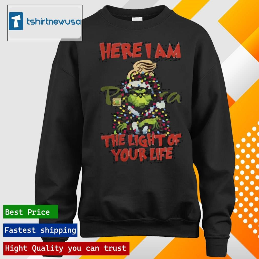 Top Santa Grinch Here I Am Panera Bread The Light Of Your Life Christmas Light 2024 T Shirt