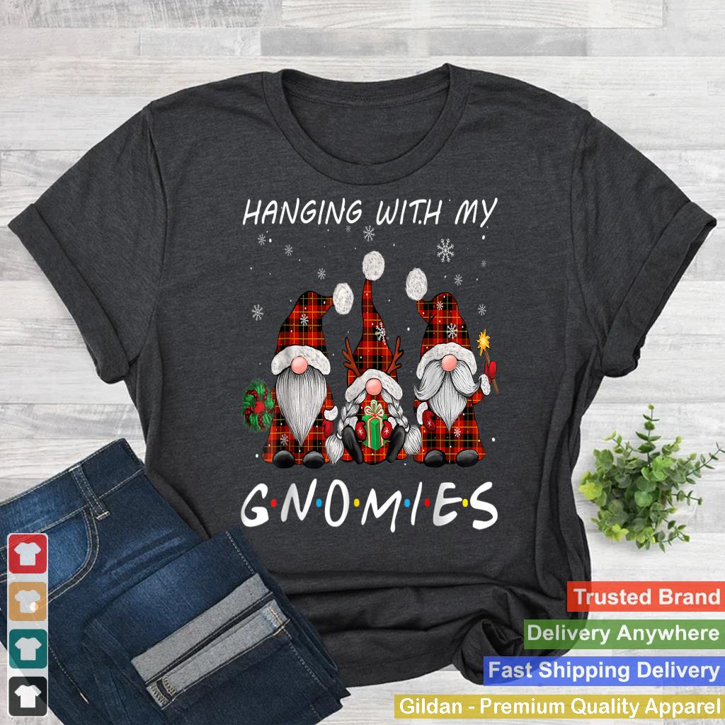 Hanging With Gnomies Gnome Christmas Xmas Buffalo Plaid Red