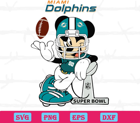 Mickey Mouse Miami Dolphin, Laser Cut Svg Files