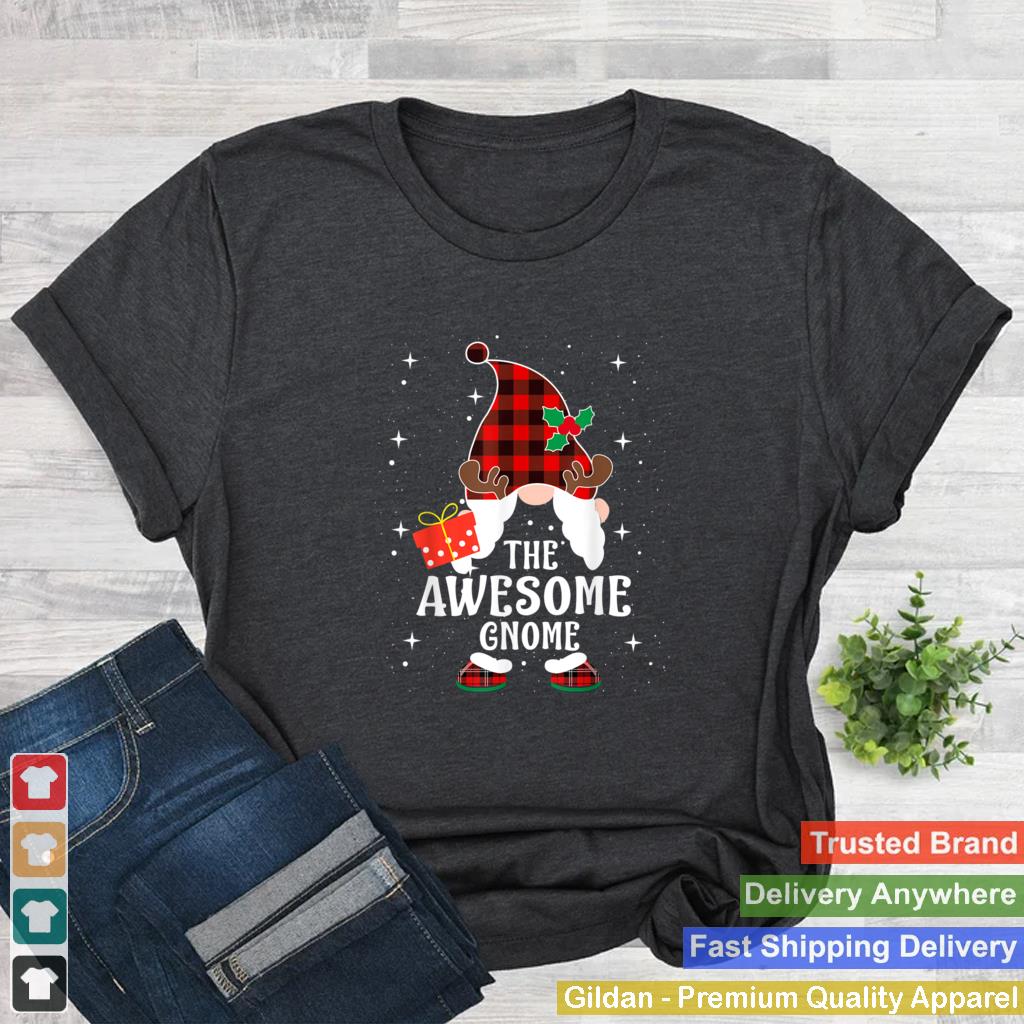 Awesome Gnome Buffalo Plaid Matching Family Christmas Pajama T Shirt 2